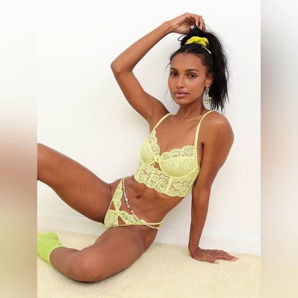 For Love And Lemons Other - 💚 38C For Love and Lemons Creamsicle Lace Underwire Bustier Bra 💚